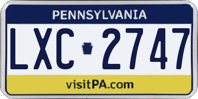 PA license plate LXC2747