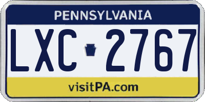 PA license plate LXC2767
