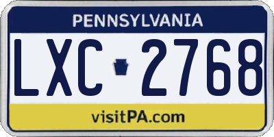 PA license plate LXC2768