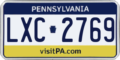 PA license plate LXC2769