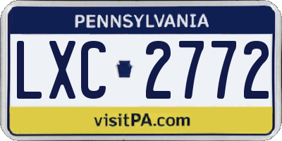 PA license plate LXC2772