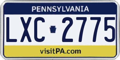 PA license plate LXC2775