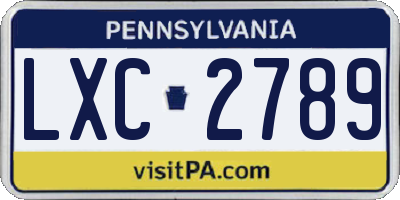 PA license plate LXC2789