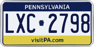 PA license plate LXC2798