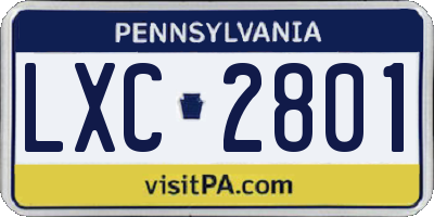 PA license plate LXC2801