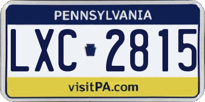 PA license plate LXC2815
