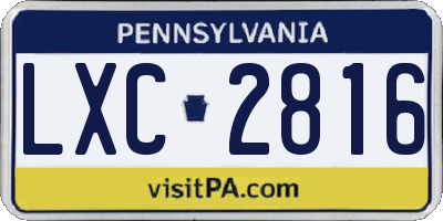 PA license plate LXC2816