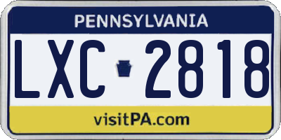 PA license plate LXC2818
