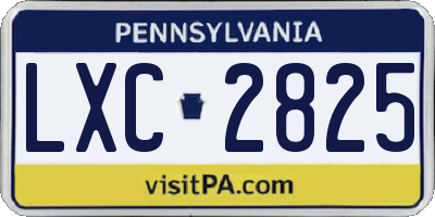 PA license plate LXC2825