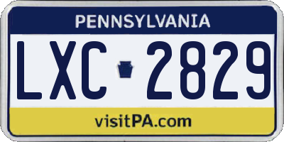 PA license plate LXC2829