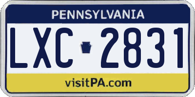 PA license plate LXC2831