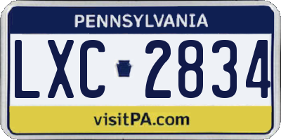 PA license plate LXC2834