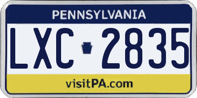 PA license plate LXC2835