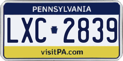 PA license plate LXC2839