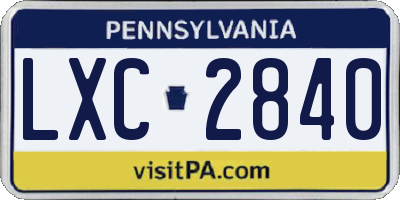 PA license plate LXC2840