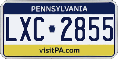 PA license plate LXC2855