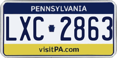 PA license plate LXC2863