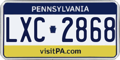 PA license plate LXC2868