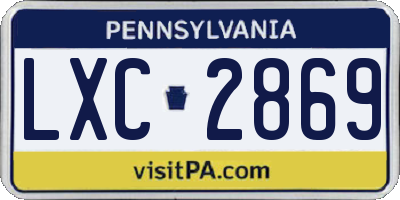 PA license plate LXC2869