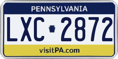 PA license plate LXC2872