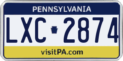 PA license plate LXC2874
