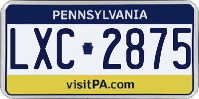 PA license plate LXC2875