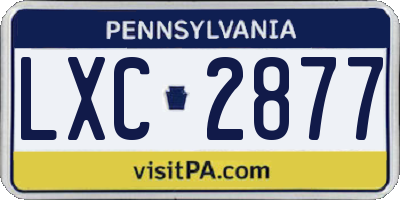 PA license plate LXC2877