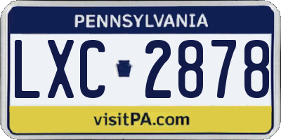 PA license plate LXC2878