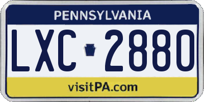 PA license plate LXC2880