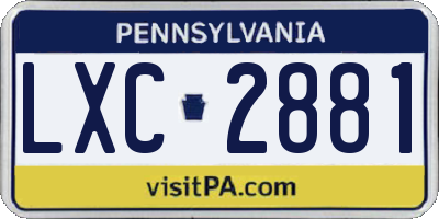 PA license plate LXC2881