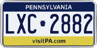 PA license plate LXC2882