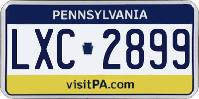PA license plate LXC2899