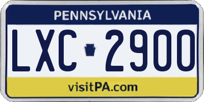 PA license plate LXC2900