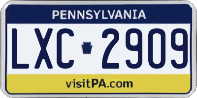 PA license plate LXC2909