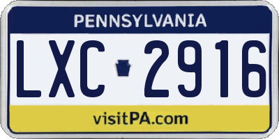 PA license plate LXC2916