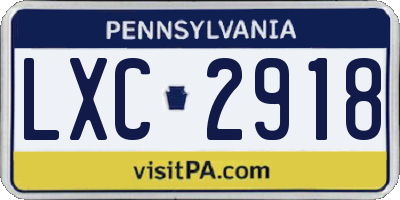 PA license plate LXC2918