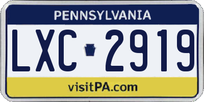 PA license plate LXC2919