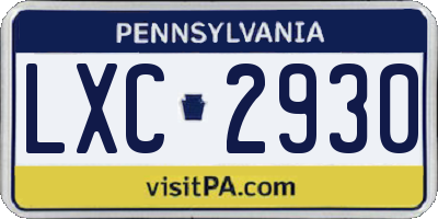 PA license plate LXC2930