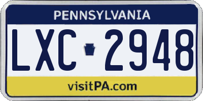 PA license plate LXC2948