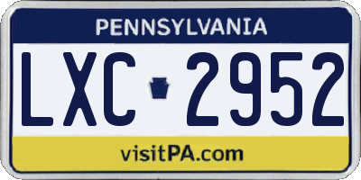 PA license plate LXC2952