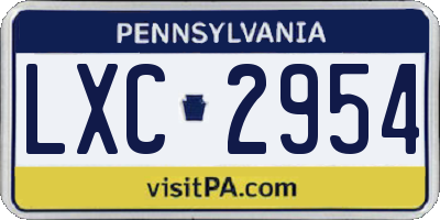 PA license plate LXC2954