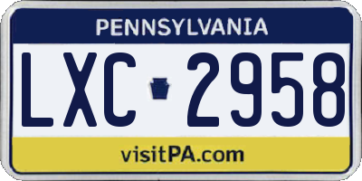 PA license plate LXC2958