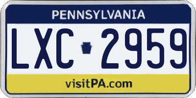 PA license plate LXC2959