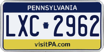 PA license plate LXC2962