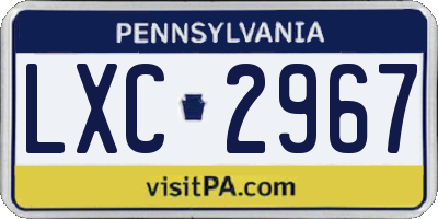 PA license plate LXC2967