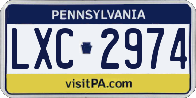 PA license plate LXC2974