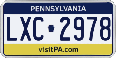 PA license plate LXC2978