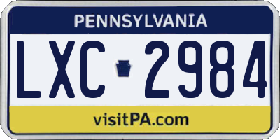 PA license plate LXC2984