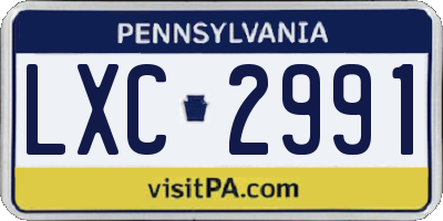 PA license plate LXC2991