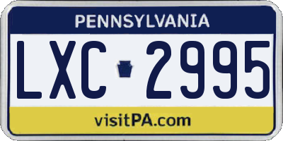 PA license plate LXC2995